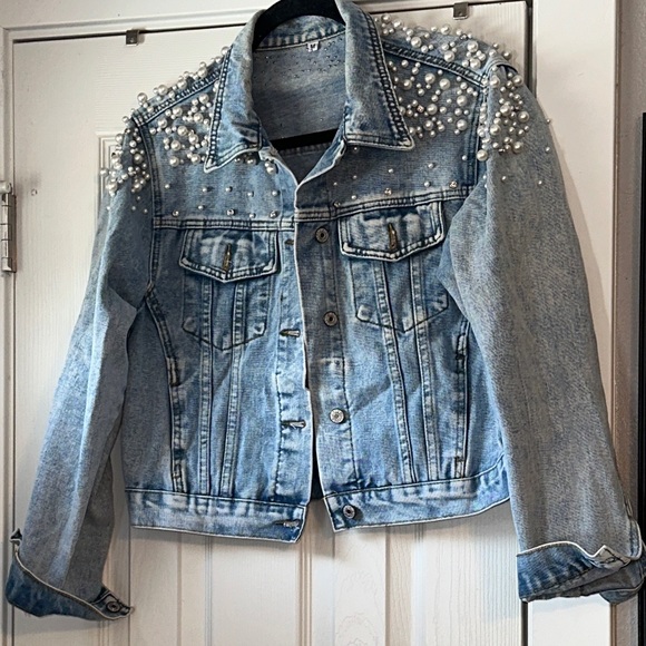 Jackets & Blazers - Pearl Embellished Denim Jacket